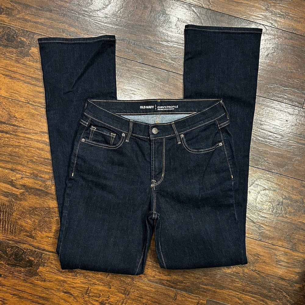 Old Navy Mid-Rise Curvy Bootcut Jeans, Dark Wash, Women's Size 8 Tall
